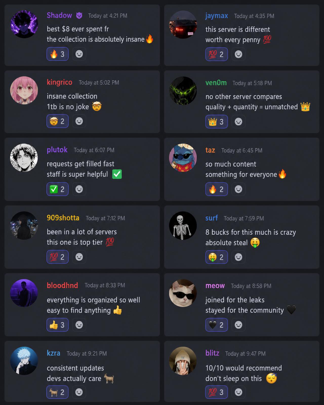 Member reviews from NSFW HUB Discord